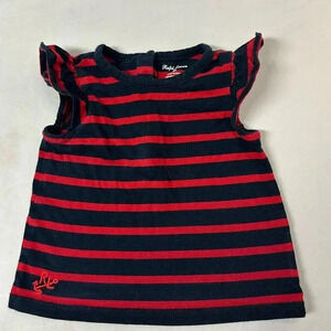 Ralph Lauren - striped tank top with ruffle cap sleeves. Size 3 months